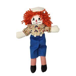 1980s Handmade? Raggedy Andy Cloth Doll Vintage 12 Inch Embroidered Toy Decor